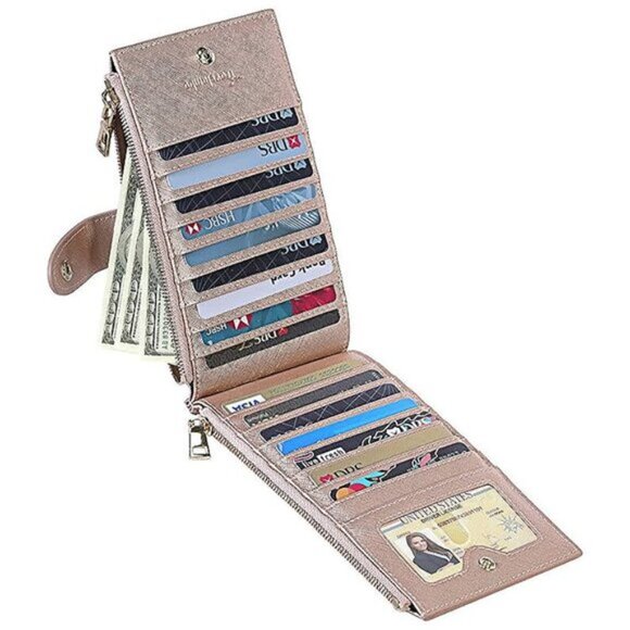 RFID Wallet Women Bifold Multi Card Wallet Case , Rose Gold - Picture 9 of 9